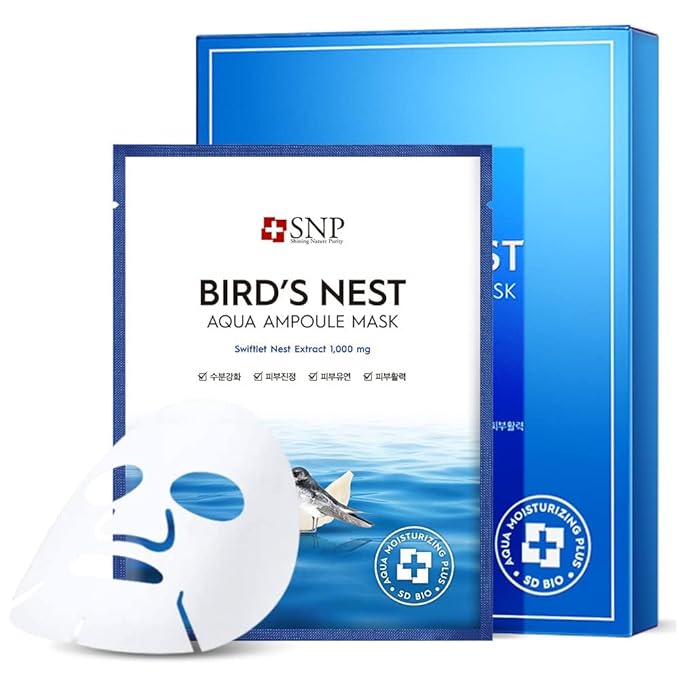 [SNP] Mascarilla Facial Coreana Hidratante Bird's Nest Aqua Ampoule (10 uni.)