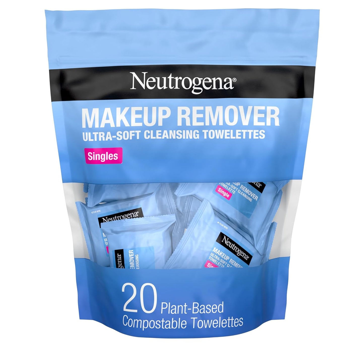 [Neutrogena] Toallitas desmaquillantes Individuales, 20 unidades.